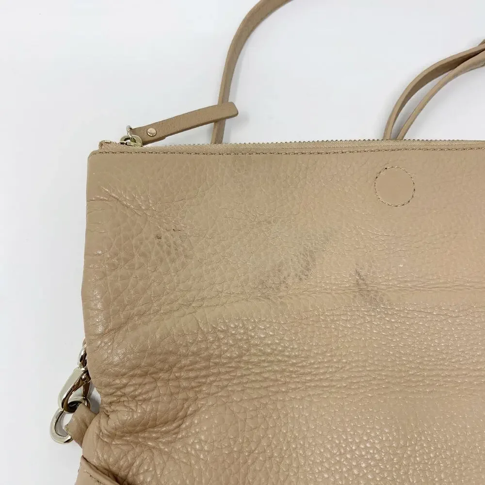 Kate Spade Taupe Cobble Hill Crossbody Leather Bag Flap Top Zip Pocket Pebbled